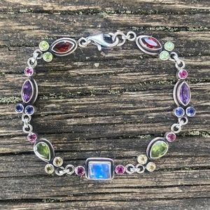 Nicky Butler NB Multi Genuine Gemstone 925 Sterling Silver 7.25" Bracelet NWOT